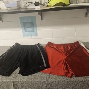 Nike‎ & Adidas Shorts Mens Medium Black & Red Basketball Fitness Activewear 2PK